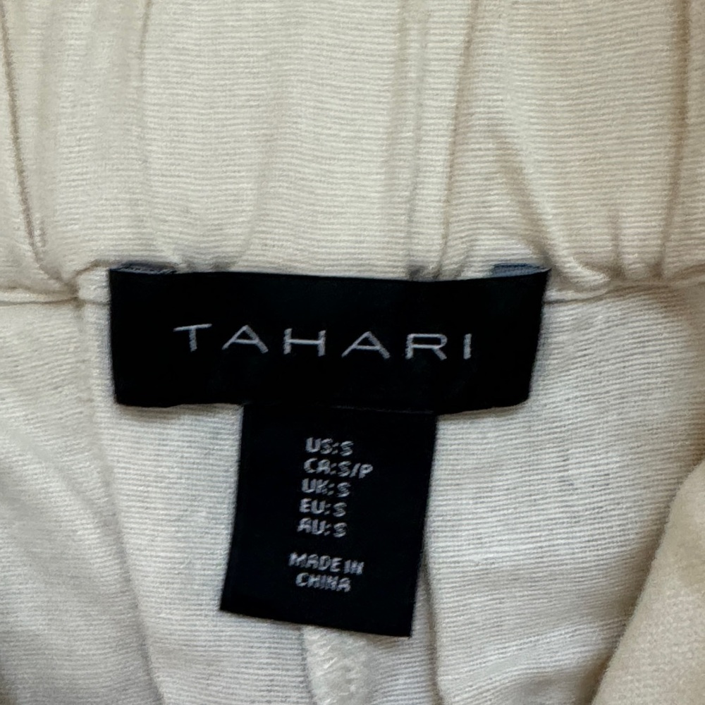 Tahari Cream Wide-Leg Pants with Black Trim - Picture 3 of 3